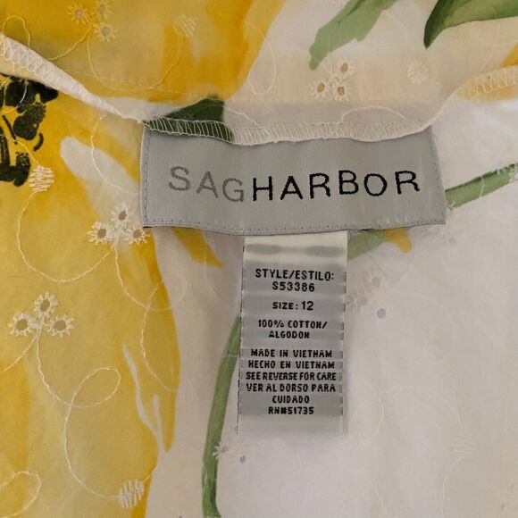 Vintage Sag Harbor MIDI Skirt Womens Sz 12 Floral Eyelet Cotton A-Line Boho - Picture 2 of 8